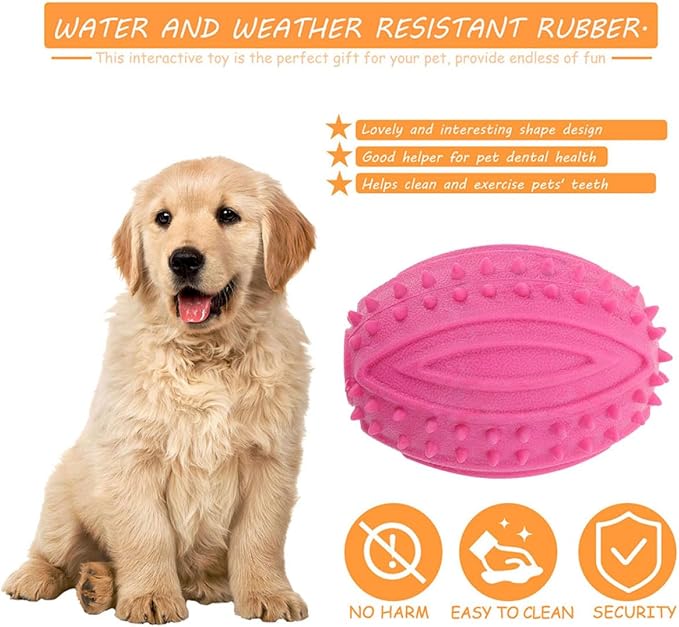 KALLORY 2pcs Dog Squeaky Rubber Balls Chew for Small Dogs Puppy Teething Interactive Play Indoor Outdoor Pet Supplies