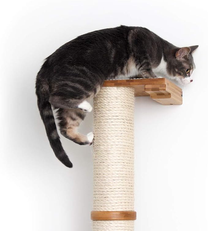 CatastrophiCreations 3-Tier Sisal Climbing Pole, English Chestnut Bamboo, one Size