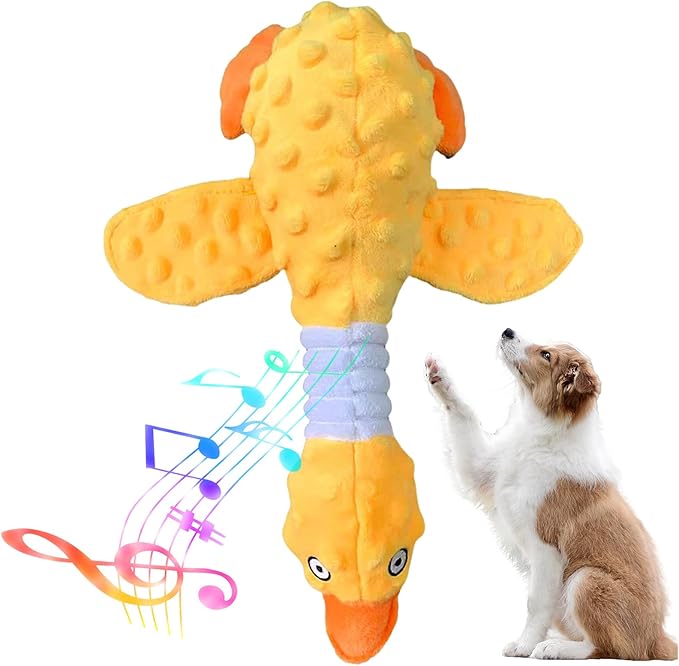Goose Dog Toy Soft Stuffed Animal Plush Dog Puppy Chew Toys to Keep Them Busy Pet Supplies for Chewers Small Medium and Large Breeds (Yellow)