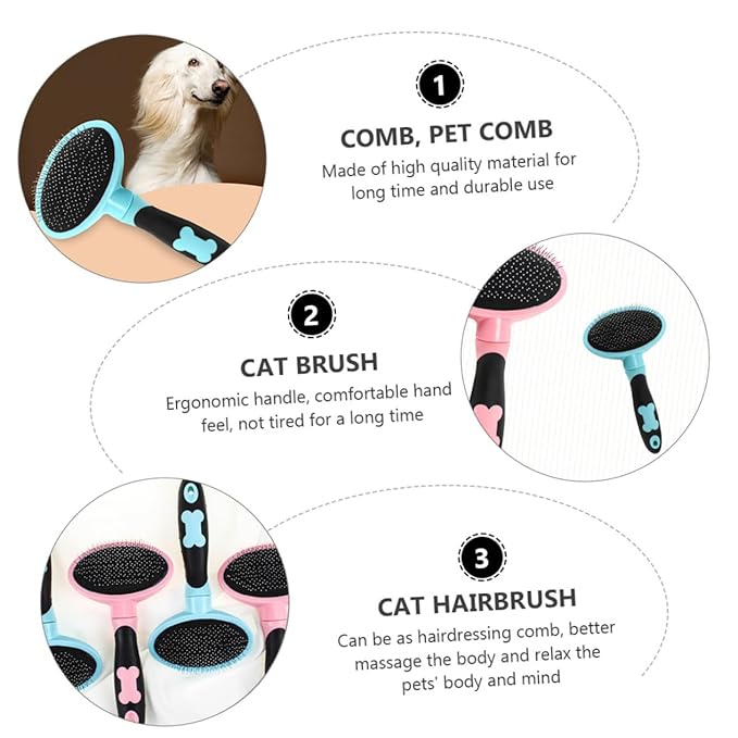 Comb Brush for Dogs Cats Pet Hairbrush Slicker Brush Deshedding Comb Cat Grooming Tool Comfortable Ergonomic Handle