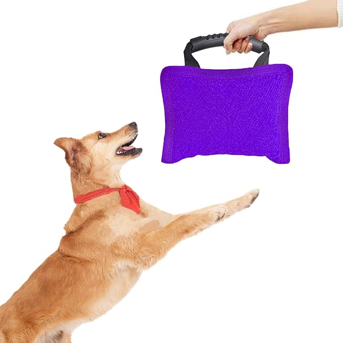 Baoblaze Dog Bite Pillow Tough Tug Toy Practical Portable Outdoor Pet Supplies for Small and Medium Sized Dogs Biting Pad with Handle, Violet