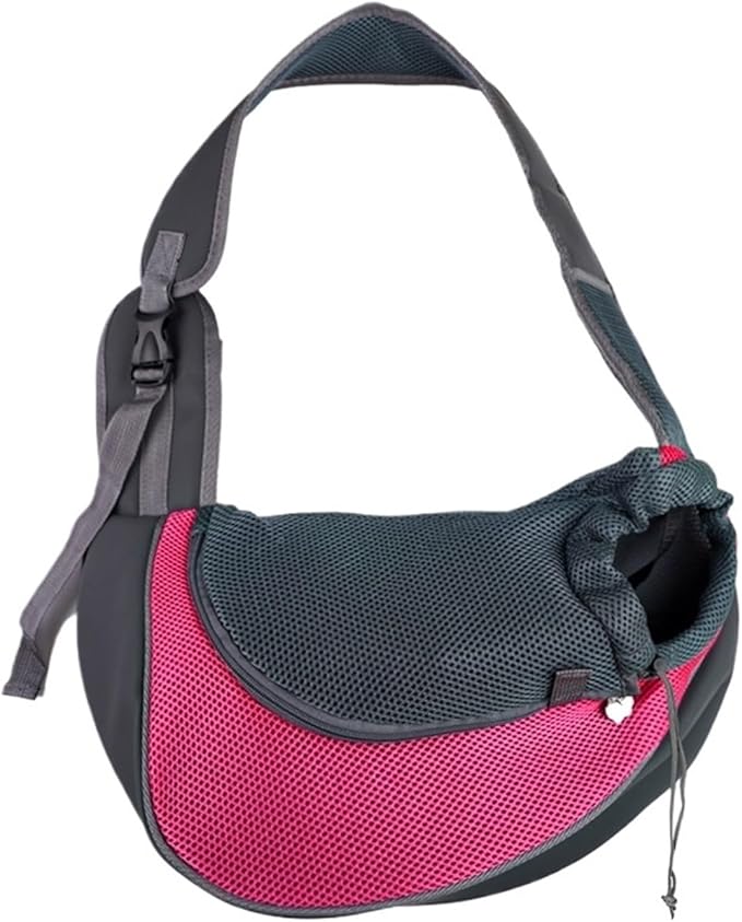Compatible for Pet Backpack Travel Tote Shoulder Bags Mesh Sling Carry Pack Supplies Crossbody Bag(Rose)