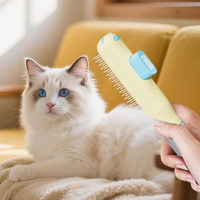 Cat Combs - Self-Cleaning Non-Slip Brush Supplies with Metal Teeth,Cat Hair Comb - for Dog Puppy Animals Indoor Home Shedding