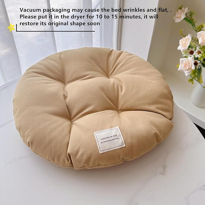 SHENGOCASE 2-Pack 16" Round Soft Cat Kneading Pillow Cushion Bed for Cat Dog House Perch, Cushion Pad Padding (Khaki)