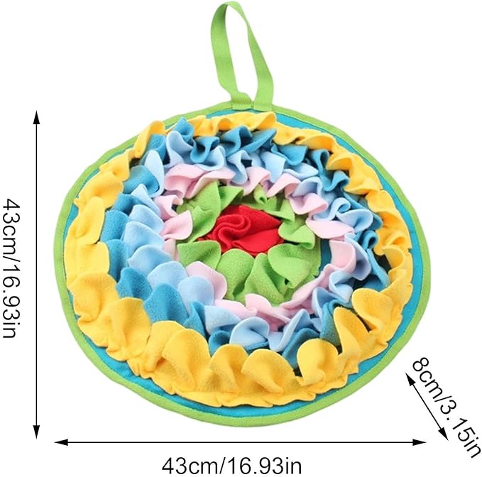 Interactive Feeding Fun, Dog Sniffing Mat, 15.7x11.8 Inch Puzzle Toy with Hidden Pockets, Slow Feeder Dispenser, Enrichment Gear with Colorful Style, Indoor Supply for Puppy and Small-Pet