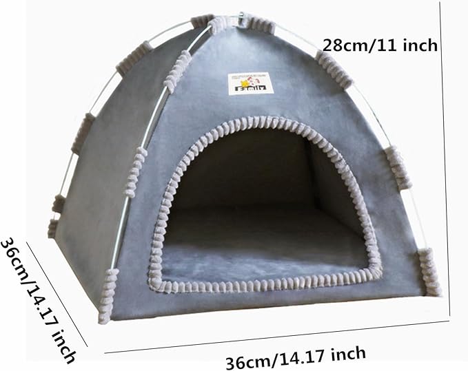 Cat Tent, Kitten Tent Thickened Cotton Nest Bed, Warm Portable Pet Cats Tents House for Little Dog, Folding House with Soft Mat for Small Animals Winter Indoor and Outdoor (14.2 x 14.2 x 11 INCH)