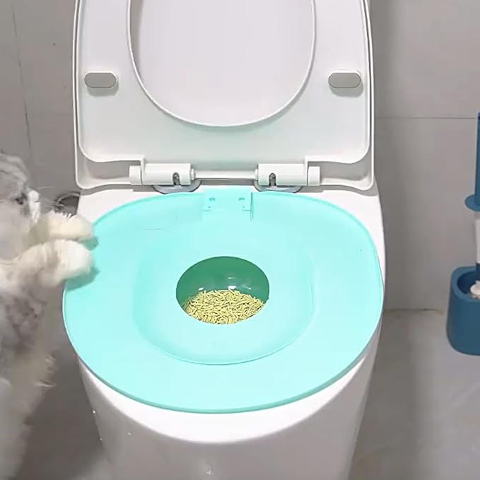 Cat Toilet Trainer Kit - Kitten Potty Teaching Seat | Leakproof Non Stick Training System with Gradual Learning Design for Apartment Bathroom House Indoors Outdoors Pet Owners