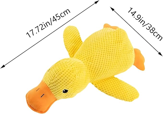 Interactive Calming Duck Chew Toy｜Squeaky Plush with Soothing Sounds - Designed for Dogs, Relieves Anxiety, Suitable for Cats & Dogs Indoors & Outdoors, for Pet Use Only (Yellow, Large)
