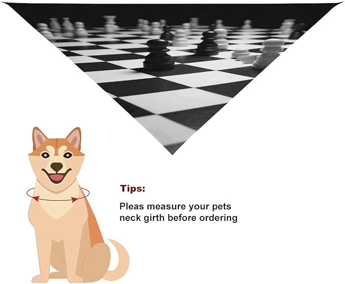Dog Bandana Spring Pet Scarf Adjustable Triangle Black White Chess Checkerboard Printing Dog Bib Washable Polyester Puppy Bandana for Small Medium Large Dogs Cat Birthday Party Supplies