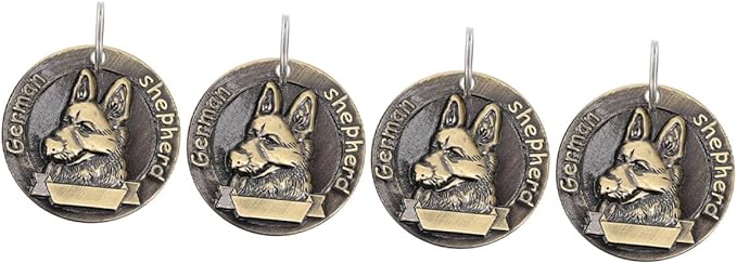 Artibetter 4pcs Retro Bronze Dog Id Tags Anti Lost Identity Tags for Shepherd Breed Pet Collar Charms Sturdy Metal Pet Supplies