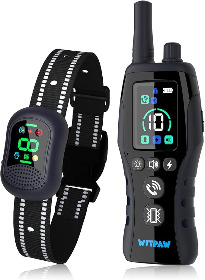 Dog Shock Collar, 4900FT Dog Training Collar with Call Function & LED Light, IP67 Waterproof Rechargeable E-Collar for Dogs 10-120Ibs,4 Training Modes for All Breeds