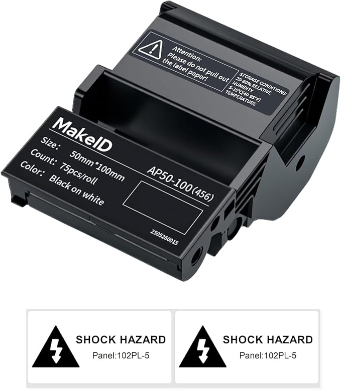 MakeID EP53 Labels, All-Weather PET Label Tape with Ribbon Cartridge for Indoor/Outdoor ID and Equipment Labeling - for EP53 Portable Industrial Label Maker