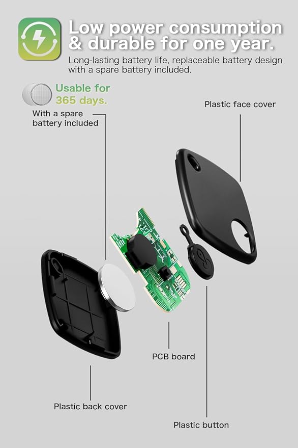 2 Pack Bluetooth Tracker Works with Apple Find My, Key Finder Locator with Sound, Anti-Lost Device for Wallet Keys iPhone, GPS Tracking Device for Kids Pets Luggage