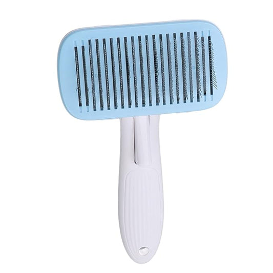 Cat Brush For Shedding, De Shedding Brush Dog Hair Dogs Cats Grooming Tool Self Cleaning Slicker Hair For Rabbit Massage Removes Loose Undercoat (Steel Wire Blue)