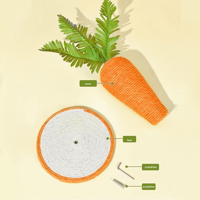Cat Scratching Post, 9.8x9.8in Cute Carrot Scratching Post Cat Scratcher for Indoor Cats Kittens, Carrot Sisal Vertical Carrot Cat Climbing Frame for Indoor Cats Kitty Training