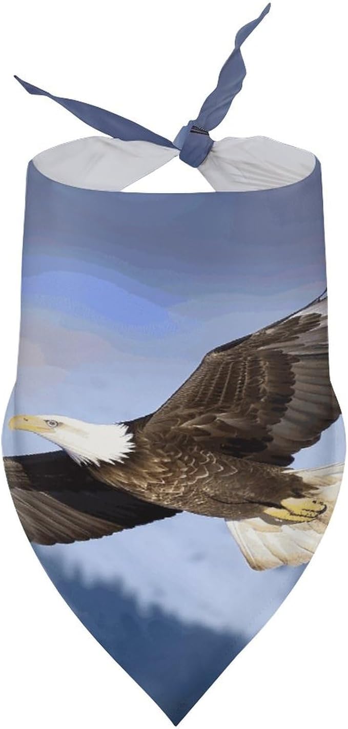 Dog Bandana Spring Pet Scarf Adjustable Triangle Bald Eagle Flying Printing Dog Bib Washable Polyester Puppy Bandana for Small Medium Large Dogs Cat Birthday Party Supplies