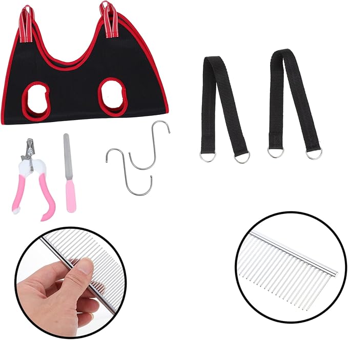 Mikikit 1 Set Miniature Pet Nail Trimming Hammock Breathable Grooming Sling for Dogs and Cats Easy to Install and Washable Ergonomic Design Accessories Included Random Color