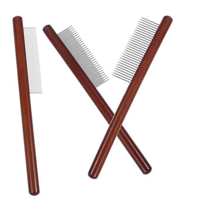 POPETPOP 3pcs Pet Comb Dog Cat Grooming Tool Dematting Knotting Flea Comb Long Handle