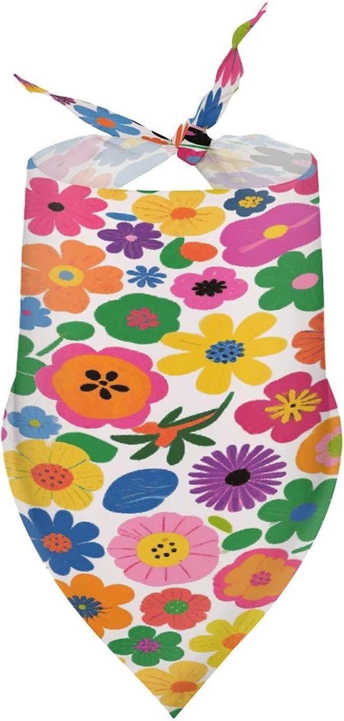 Dog Bandana Spring Pet Scarf Adjustable Triangle Floral Print Printing Dog Bib Washable Polyester Puppy Bandana for Small Medium Large Dogs Cat Birthday Party Supplies