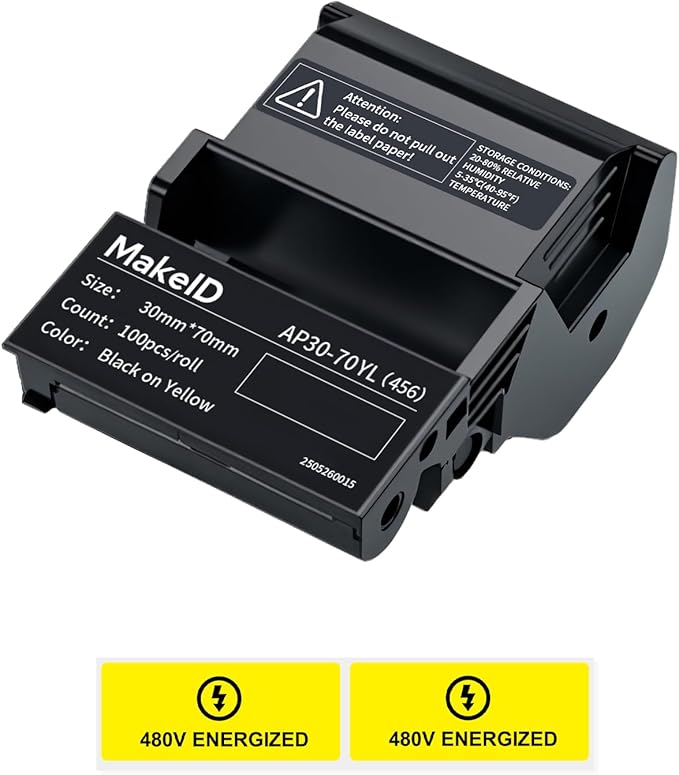 MakeID EP53 Labels, All-Weather PET Label Tape with Ribbon Cartridge for Indoor/Outdoor ID and Equipment Labeling - for EP53 Portable Industrial Label Maker