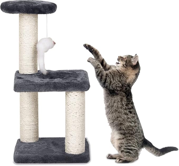 Small Cat Tree With Sisal Scratching Pole, Interactive Toys for Indoor Cats, Scratching Post, Easy Installation Tower for Small Cats