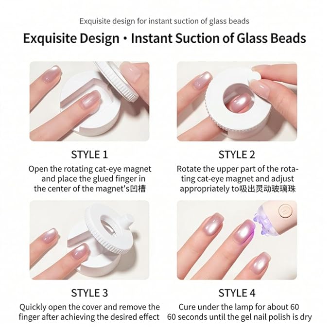 Rotating Cat Eye Magnet, Adjustable Cylinder Stand, Beginner Friendly Nail Tool with Uniform Magnetic Force and Excellent Light Absorption, Can Easily DIY Glossy Cat Eye Effect (#b)