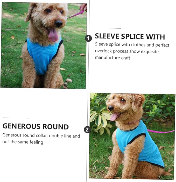 Pet Dog Cooling Vest Breathable Sleeveless Mesh Shirt Blue M Summer Cooling Clothes Puppy Summer Costume Pet Supplies