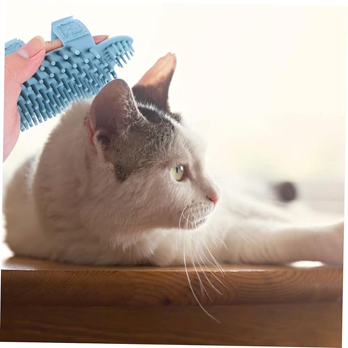 BESTonZON Silicone Cat Grooming Wall Brush Self-Massager Tool for Cats Dual Use Wet/Dry PET Massage Brush for Fur Removal and Itching Relief