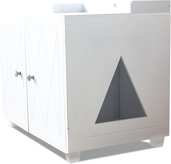 Furhaven Designer Hidden Litter Box Storage Container Cabinet - White, One Size