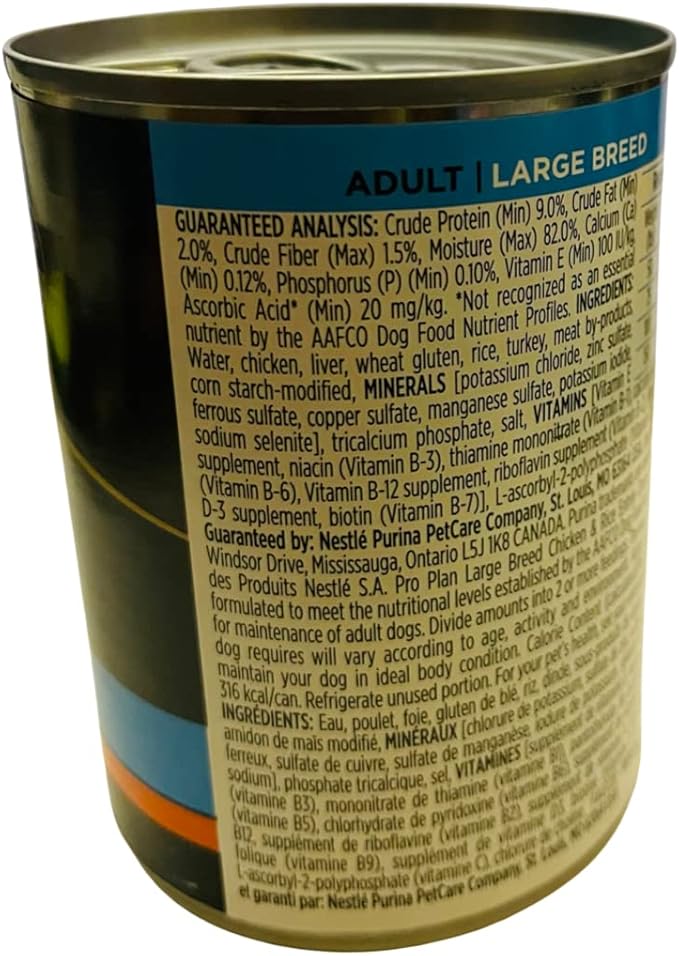 Purina Pro Plan Canned Adult Large Breed Chicken And Rice Food, 13 Oz.
