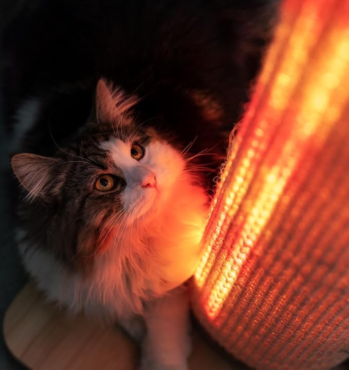 Omlet Switch LED Cat Scratching Post | Sustainable & Extra Tall 33” Cat Scratcher | Boredom Buster for Indoor Cats | Over 1200 Irresistible Light Modes | Bamboo Base and Sisal (Coffee)