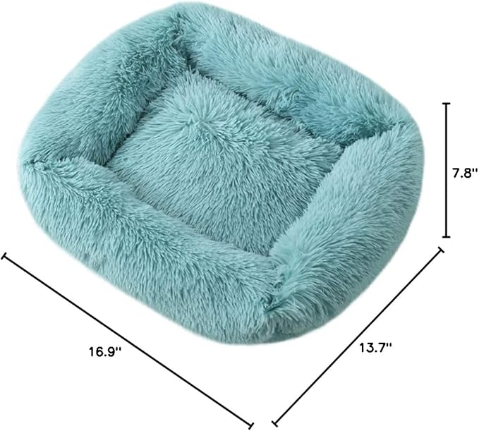 La La Pet® Donut Dog Cat Bed Cozy Cave Pet Bed Burrow Dog Bed Calming Cuddler Self-Warming Pet Bed Soft Plush Pet Cushion Improved Sleep for Cats Small Medium Dogs Blue XS