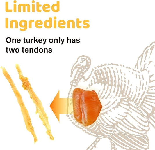 iPaw Turkey Tendon for Dogs, Ingredient Sourced from USA, Hypoallergenic, All Natural Human Grade Puppy Chew, Dog Treats for Signature Series, Rawhide Alternative, 4 Units/Pack Lollipop (Small)