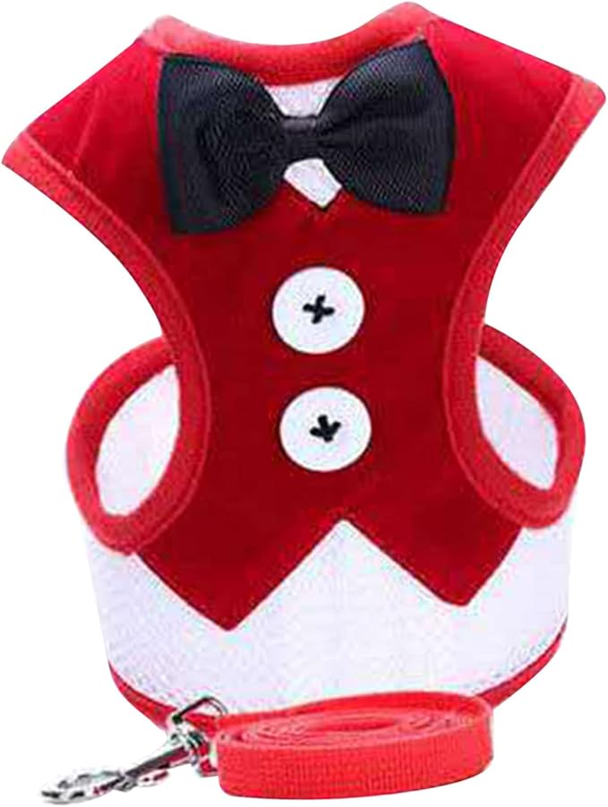 Dog Harness Leash, Breathable Fabric Bow Tie Harness Set, Colorful Sturdy, for Medium Large Dogs Walking Pet Supplies (L)