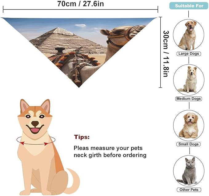 Dog Bandana Spring Pet Scarf Adjustable Triangle Pyramid Camel Printing Dog Bib Washable Polyester Puppy Bandana for Small Medium Large Dogs Cat Birthday Party Supplies