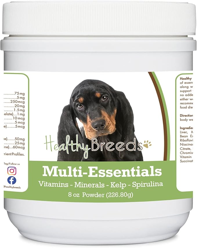 Healthy Breeds Black and Tan Coonhound Multi-Essentials Powder for Dogs - an Ideal Supplement of Vitamins, Minerals & Antioxidants for Your Dog - 8 oz