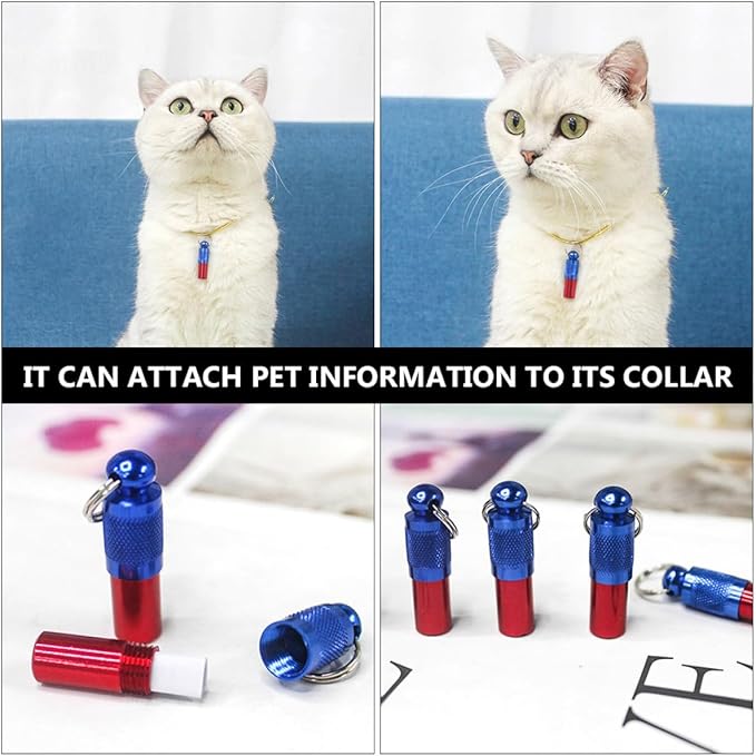 Toddmomy 6pcs Pet Id Tags and Address Labels, Large Metal Dog and Cat Neck Hanging Identity Tags with Blue Color, Anti-Lost Collar Accessories for Outdoor Pet Supplies