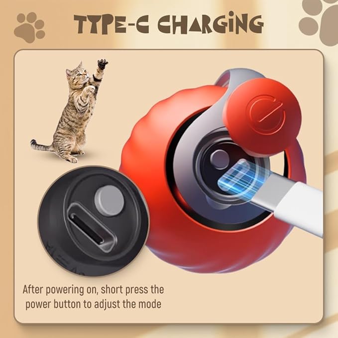 Upgrade Speedy 3.0 Tail Cat Toy, 2026 New Speedy Tail Interactive Cat Toy for Indoor Cats, USB Rechargeable Automatic Moving Smart Cat Toys Ball with Tail Two Speed Adjustment (Blue, 1PC)