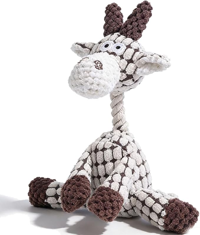 Durable Dog Stuffed Toys for Aggressive Chewers, 2026 New Indestructible Dog Toy, Interactive Squeaky Chew Teething Toys, Squeaky Plush Dog Toys (White)