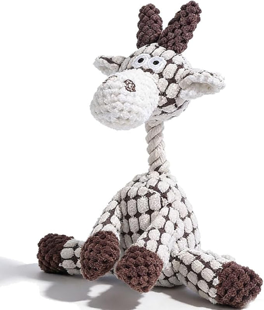 Durable Dog Stuffed Toys for Aggressive Chewers, 2026 New Indestructible Dog Toy, Interactive Squeaky Chew Teething Toys, Squeaky Plush Dog Toys (White)