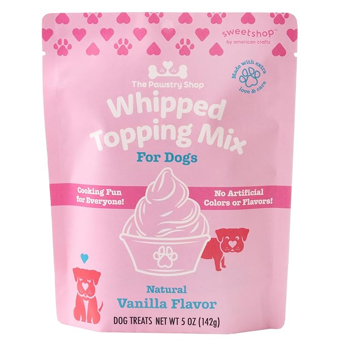 Sweetshop The Pawstry Shop 5 oz Whipped Topping Mix For Dogs, Vanilla Flavor, Homemade Dog Treats, Dog Pup Cups, Whip Cream Treats for Dogs, For Dog Birthdays