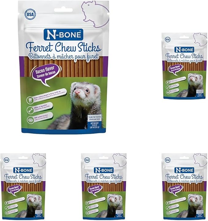 N-Bone Ferret Chew Sticks Bacon Flavor, 1.87-oz Bag (Pack of 5)