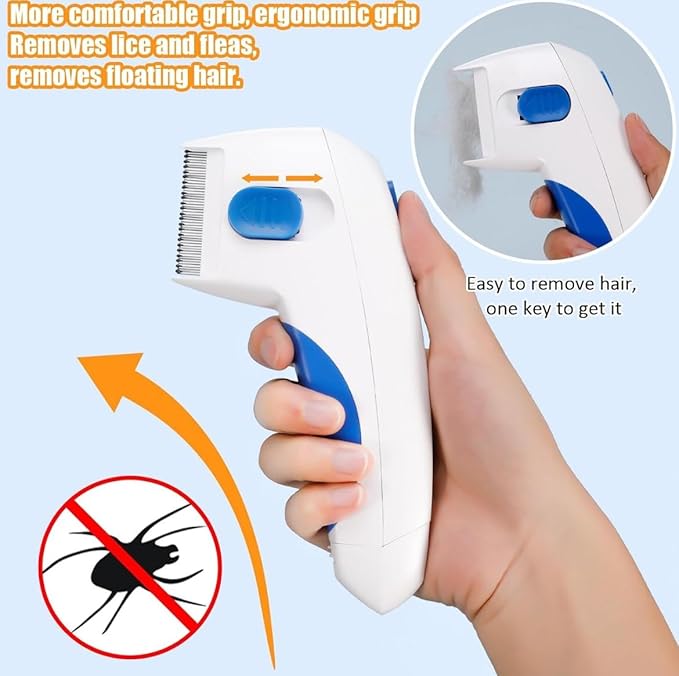 Electric Pet Grooming Comb, Removes Loose Hair, Suitable for Cats, Dogs & Rabbits, white