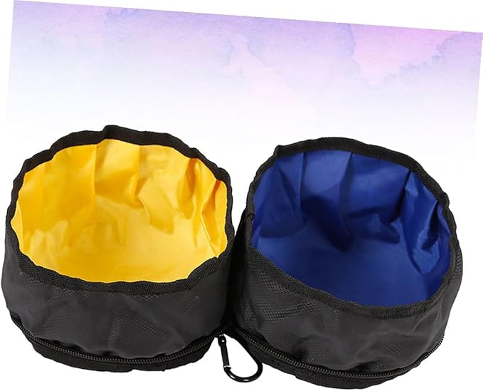 Toddmomy Portable Pet Double Bowls Foldable Dog Food and Water Bowls Outdoor Travel Feeding Supplies for Dogs and Cats