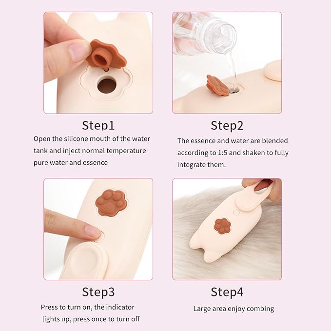 Cats Grooming Brush with Steams Hair Growth Stimulators Multifunctional Pet Brush for Daily Use and Relaxation