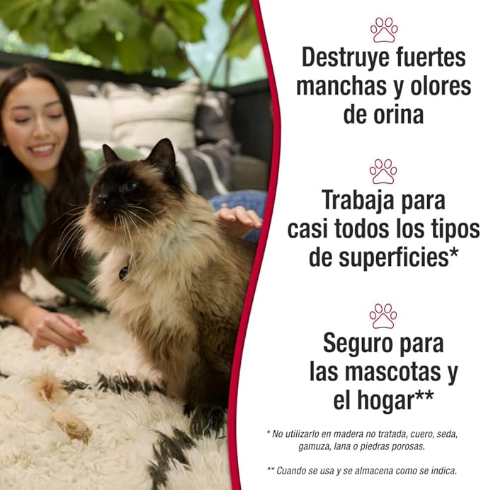 Nature’s Miracle Urine Destroyer Plus Cat, 32 Ounces,Unscented, Enzymatic Formula, Ready-to-Use
