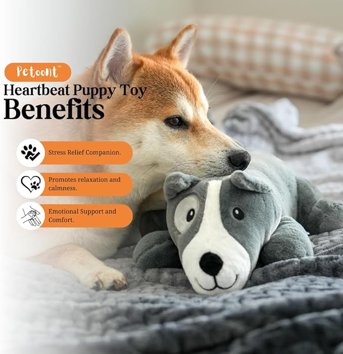 Puppy Heartbeat Toy for Dogs and Puppies – Sleep Aid and Anxiety Relief Stuffed Animal with Calming Heartbeat – Perfect for Dog Separation Anxiety, Puppy Training, and Stress Reduction