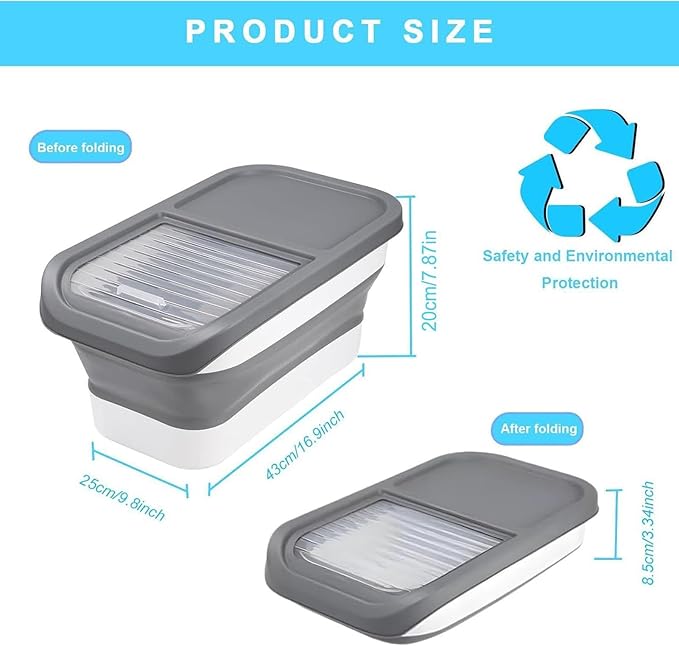 Dog Food Storage - Sliding Lid Pet Kibble Box, Moisture Proof Organizer, Bin For Dry Food, Secure Supply Container | Lightweight Feeding Kitchen, Pantry, Outdoor Trips, Home Use