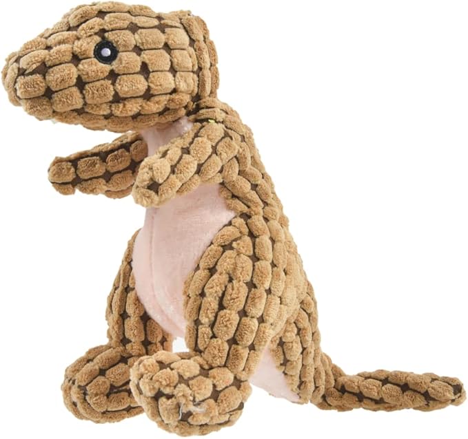 Cats and Dogs Pet Plush Dinosaur Toys Interactive Dog Chew Toys Plush Stuffing Pet Supplies Dog Toys for Small Dogs(Brown)