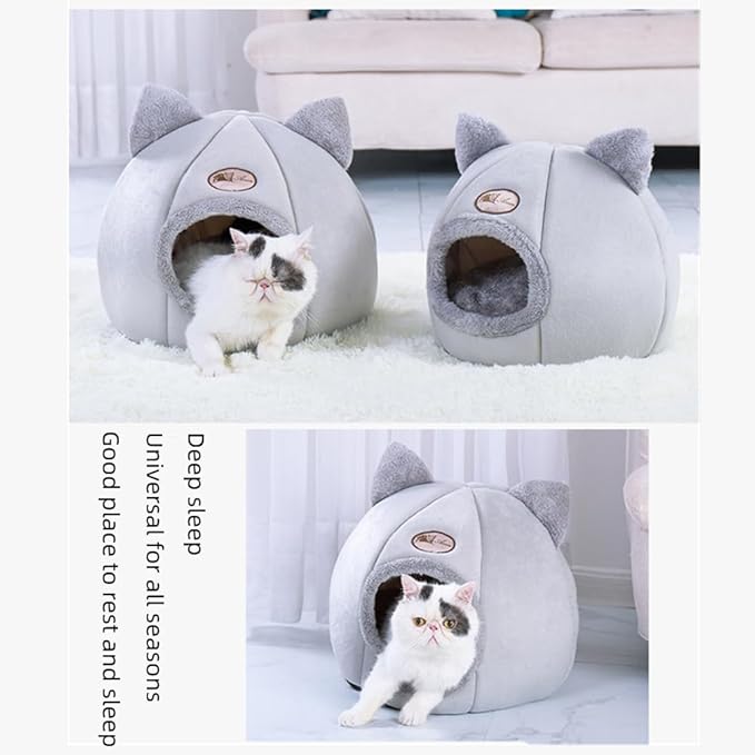Cat Beds for Indoor Cats, Cozy Cat Cave Bed Dog House Cats Tent with Removable Cushion Pillow, Soft Warm Pet House Puppy Bed, Cute Pet Nest for Kitten Small Dog (Pink, M-13x13x13 Inches)